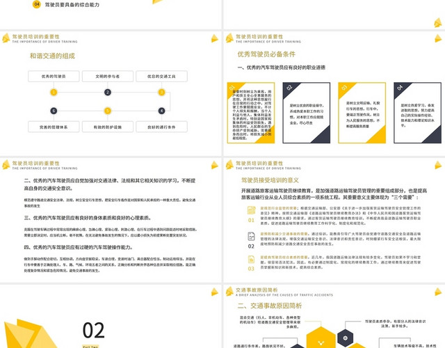 黄色驾驶员安全行车培训PPT模板