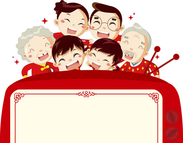 手绘卡通电视机花边边框素材