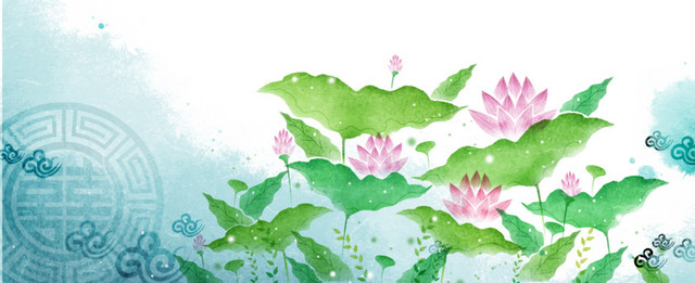 中国风荷塘花边边框