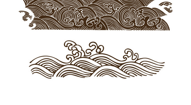 手绘卡通海浪素材