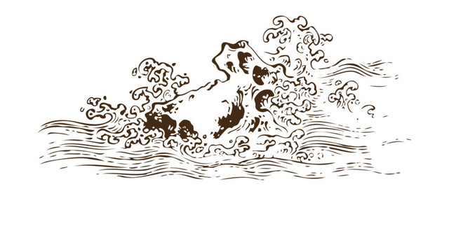 手绘卡通海浪素材