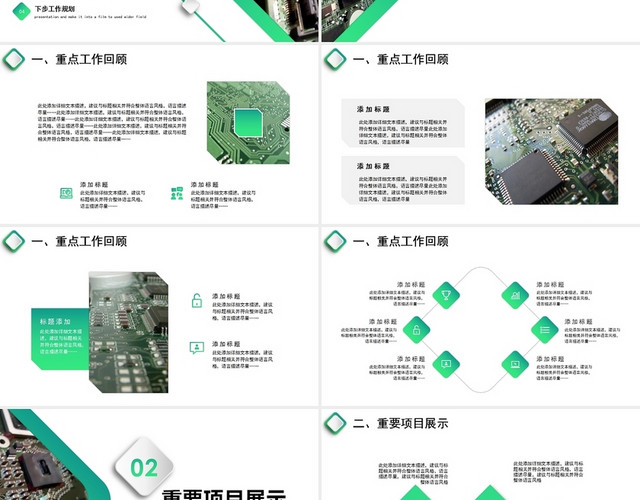 绿色商务风电子产品芯片行业工作汇报PPT模板
