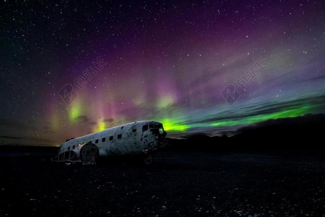 飞机 极光 黑暗 夜 北极光 天空 星星 飞机残骸