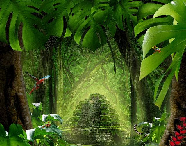 魔幻森林绿色背景