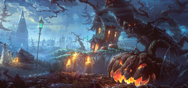 卡通风景恐怖背景BANNER