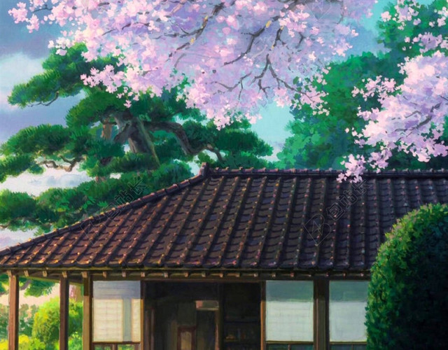 花卉房屋天空H5背景