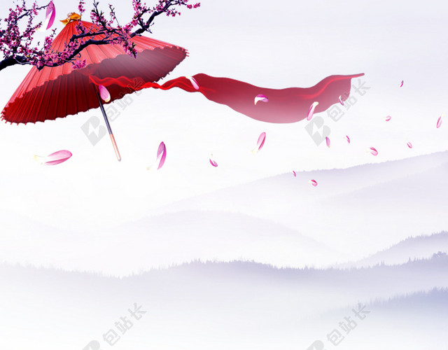 紫色渐变中国风茶叶养生背景