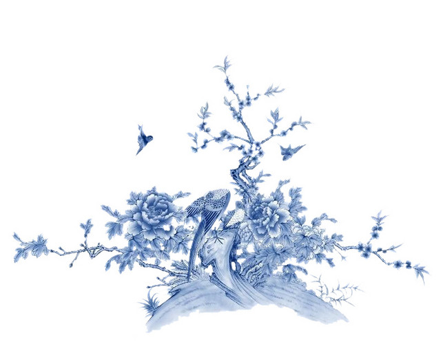 古代唯美大方简洁青花瓷