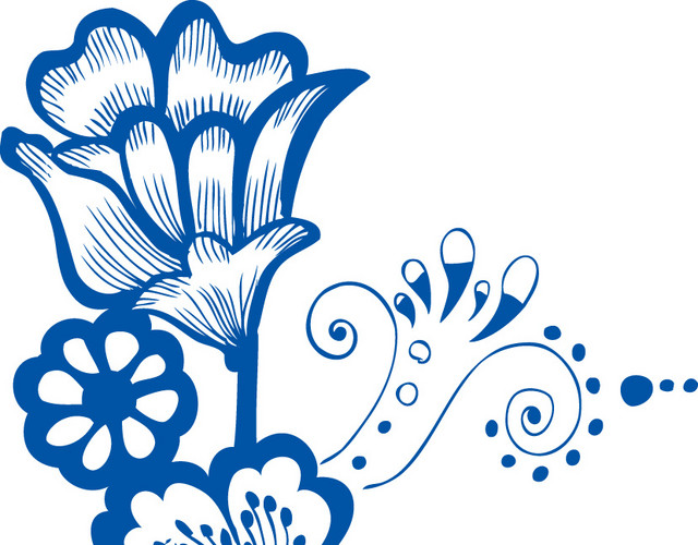 矢量青花瓷花纹