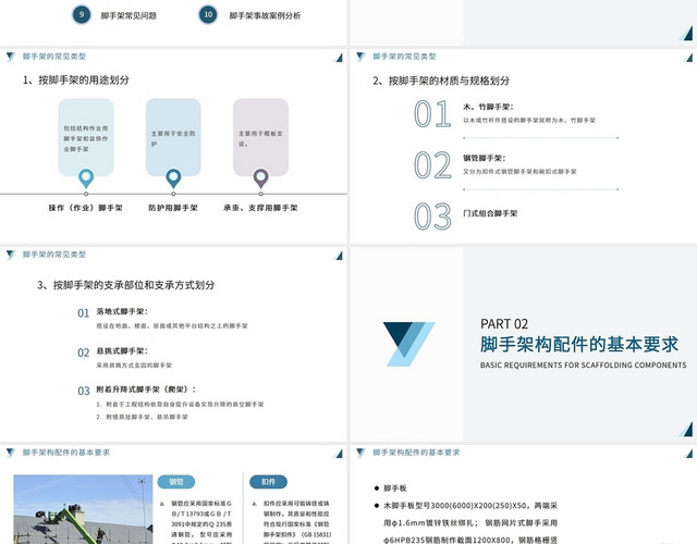 蓝色简约脚手架安全培训课件PPT模板