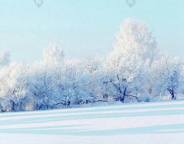青色天空冬天雪景
