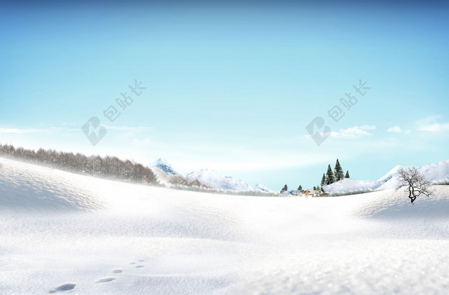 白雪茫茫冬季雪景