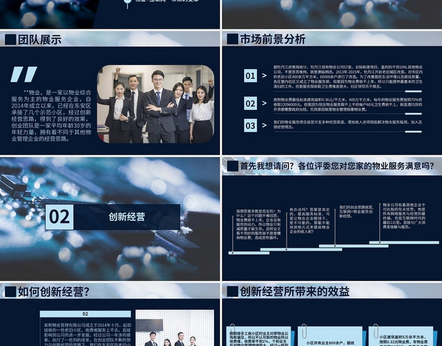 蓝色科技风互联网物业管理行业汇报PPT模板