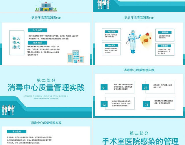 绿色关于医院感染的防控培训PPT模板