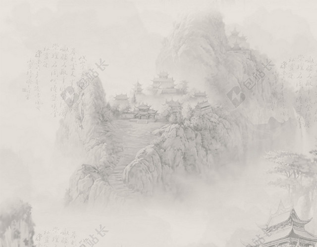 黑白文艺水墨背景图