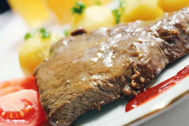 彩色食物美味肉排和土豆等肉类美味背景图片