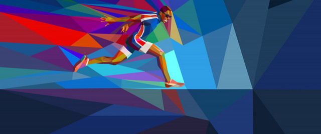 跑步运动几何深蓝背景BANNER