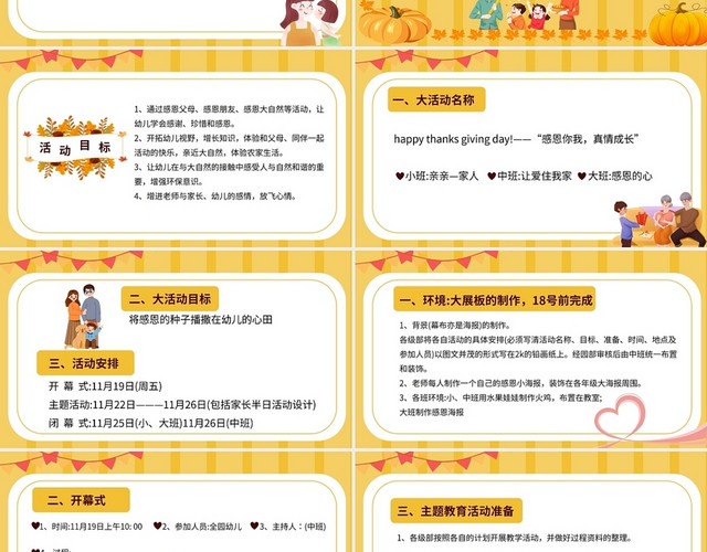 黄色 卡通 感恩节亲子活动 活动概述  活动过程
