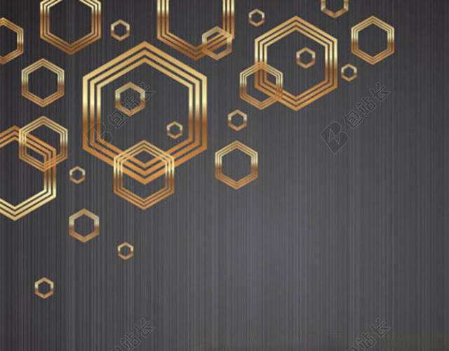 金色六边形时尚金属拉丝质感背景