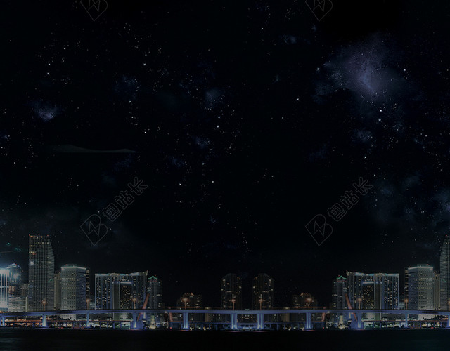 黑色炫酷城市星空背景