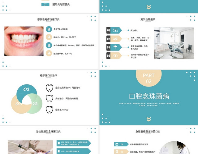 蓝色简约商务风口腔疾病基本用药PPT模板