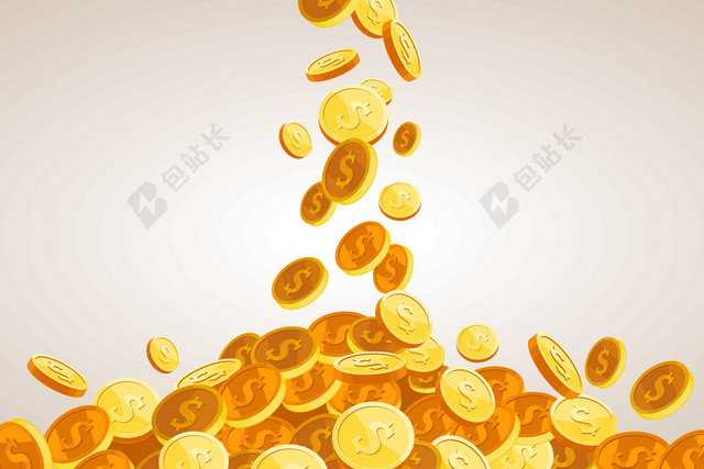 卡通扁平金币背景金融海报商务素材
