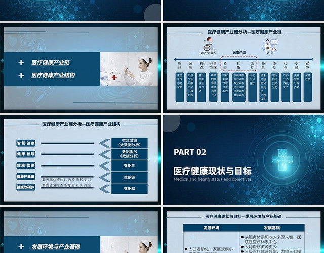 蓝色简约大气互联网医疗PPT模板