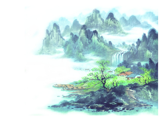 水彩 山水