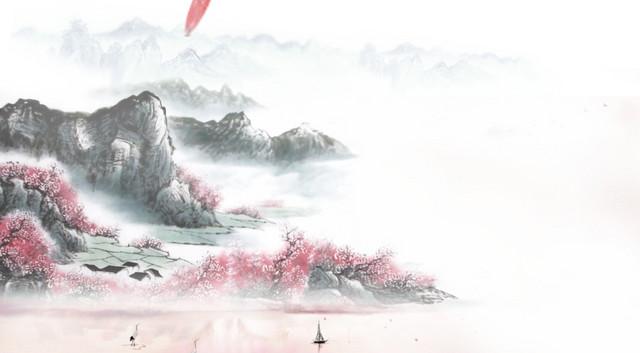 浪漫山水海报背景装饰
