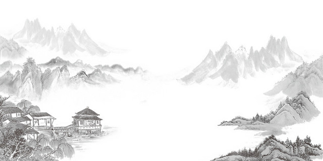 水墨山水间的小屋