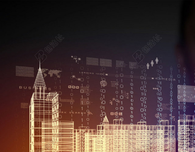 商务与建筑科幻背景