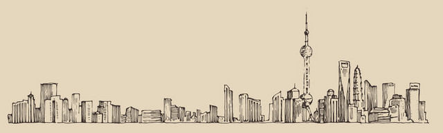 手绘城市风景BANNER背景