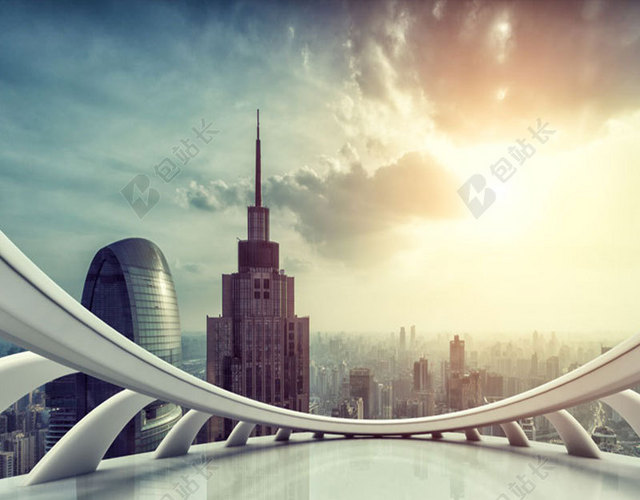 现代都市楼顶背景