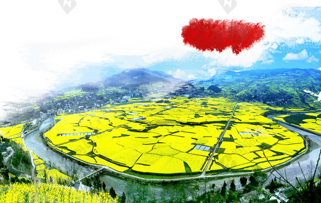 油菜花旅游海报背景