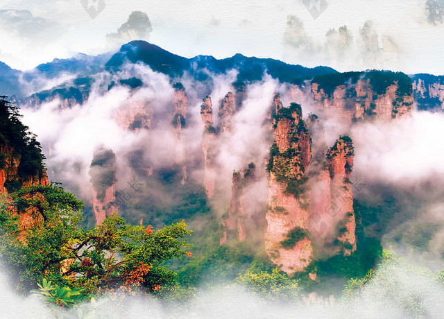 中国风简约山体背景