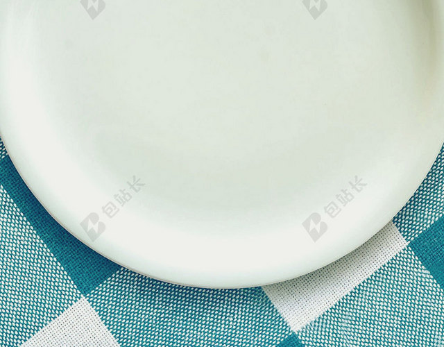 白色盘子墨绿蓝桌布厨房食物家宴餐饮H5背