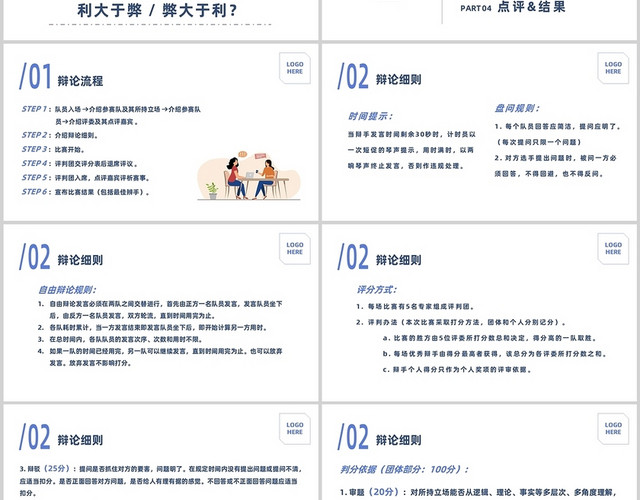 白色简约风团队辩论赛培训PPT模板