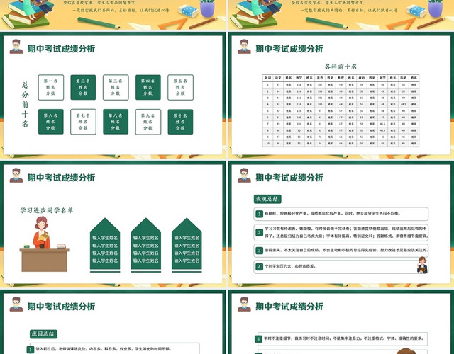 绿色卡通2021初三期中家长会PPT九年级期中家长会PPT