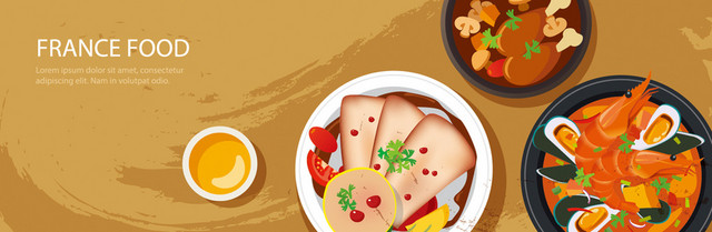 卡通风味法国美食BANNER