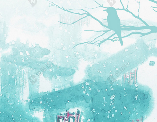 水墨冬至家里的灯火H5背景