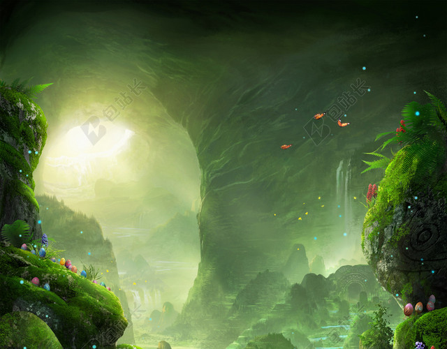 梦幻森林绿色背景
