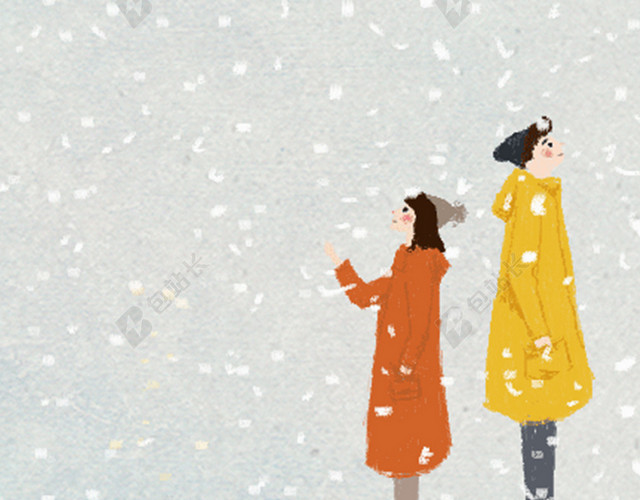 冬至站在大雪里的男女H5背景