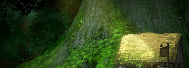 手绘魔法森林背景