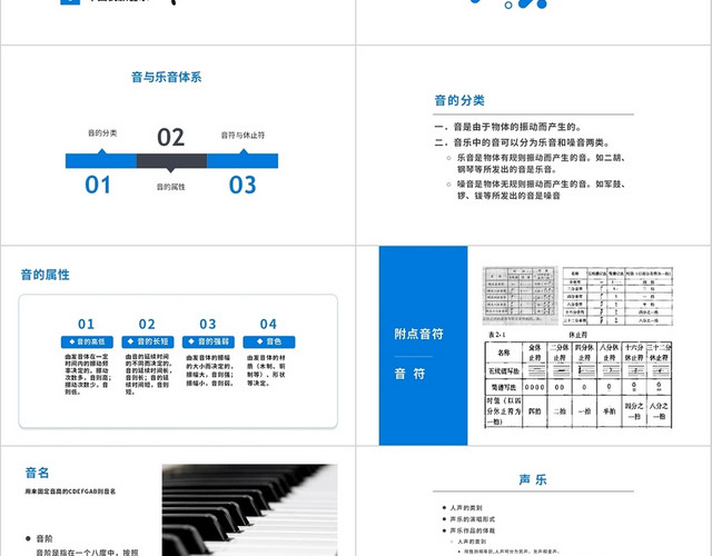 蓝色简约商务音乐欣赏课件下册PPT模板