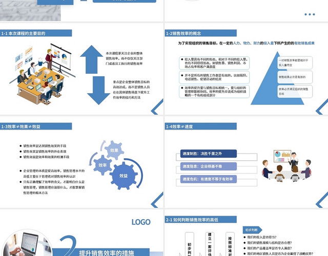 蓝色商务风如何提升销售效率销售技能系列课程PPT模板