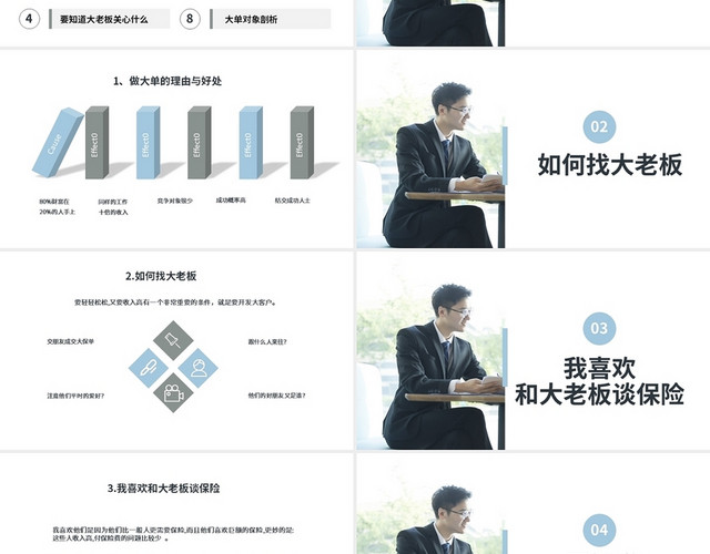 蓝黑色商务风格保险大客户PPT工作培训PPT保险大单客户开拓方法话术