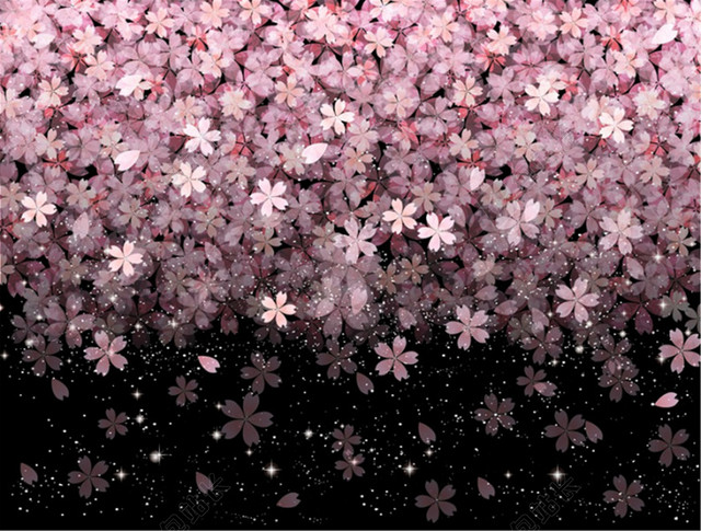 飘落樱花图