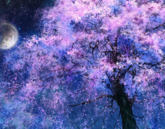 星空下的樱花H5背景