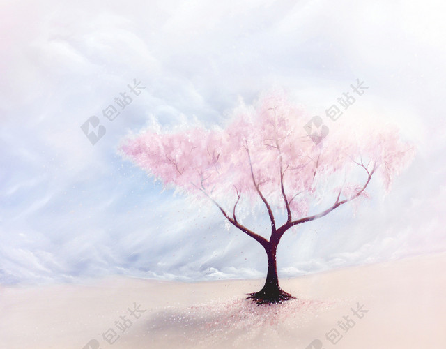 清新樱花树海报背景