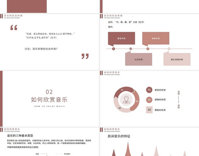 棕色卡通音乐欣赏课件上册PPT模板